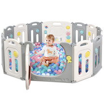 14-Panel Foldable Baby Playpen Kids Safety Yard Activity Center with Sto... - £152.45 GBP