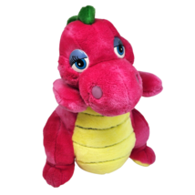 14&quot; VINTAGE CALTOY PINK + YELLOW DRAGON GREEN SCALES STUFFED ANIMAL PLUS... - $56.05