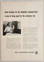 1958 Print Ad Bell Telephone System Lady Talks on Wall Phone Long Distance - $17.65