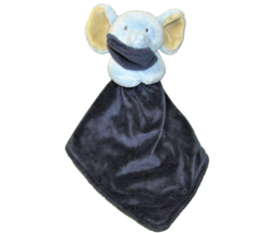 Carters Elephant Rattle Security Blanket Navy Blue Baby Plush Stuffed Animal 12&quot; - £8.68 GBP