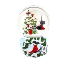 Roman Snowman Cardinal Birds Tree Gifts Sparkle Snow Globe Musical - £23.79 GBP