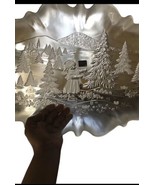 Mikasa Christmas Tray Frosted Glass In Original Box Christmas  Trees Floral - $26.73