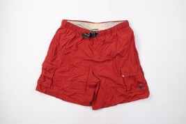 Vintage Columbia Mens Size XL Spell Out Box Logo Belted Lined Cargo Shorts Red - £34.99 GBP