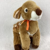 Aurora World Baby Deer Plush Stuffed Animal Brown White Spots Red Bow 10&quot; Soft - £10.43 GBP