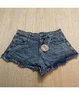 Jolie &amp; Joy Women’s XL Jean Acid Washed Shorts Blue Raw Hem 32&quot; Waist Ne... - $26.45 CAD