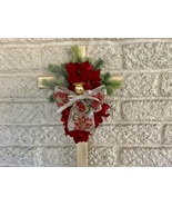 Christmas Cemetery Cross: Poinsettia grave flowers, Winter Grave Decoration - $36.51 CAD