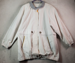 Out Brook Jacket Womens Size Large White Cotton Pockets Long Sleeve Button Front - £12.23 GBP