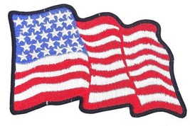Waving American Flag Iron On Embroidered Patch 4 1/4&quot;x 3&quot; - £5.57 GBP
