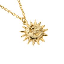 Sun and Moon Necklace For Women Stainless Steel Vintage Gold Chain Neckl... - £19.61 GBP
