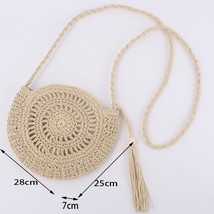 New Half Round Straw Bags for Women Summer Beach Rattan Bag Handmade Woven Half  - £16.72 GBP
