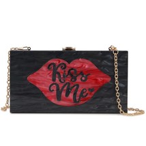 Kiss Me Acrylic Box Party Evening Clutch bag for Women Elegant Designer Wedding  - £47.75 GBP