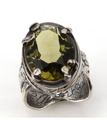 Retired Silpada Sterling Olivine Swarovski Crystal Sculpted Ring R1883 S... - £39.27 GBP
