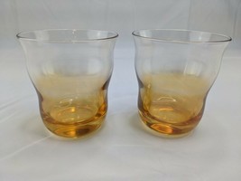 Wavy Glass Tumblers Amber to Clear Ombre Iridescent Lot of 2 - £14.86 GBP