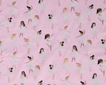 Cotton Ballerinas Dancers Ballet Sparkling Pink Fabric Print BTY (D673.73) - $12.95
