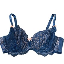 Cacique Womens Unlined Balconette Lace Bra 40D Midnight Blue With Pink B... - £20.74 GBP