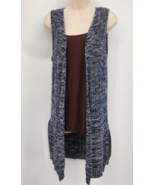 RXB Open Sleeveless Cardigan Sweater Vest Women&#39;s Small Blue Spacedye Mi... - €12,02 EUR