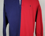 Vintage 90s Polo Ralph Lauren Long Sleeve Rugby Polo Shirt Red Blue Colo... - £27.66 GBP