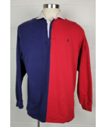 Vintage 90s Polo Ralph Lauren Long Sleeve Rugby Polo Shirt Red Blue Colo... - £27.25 GBP