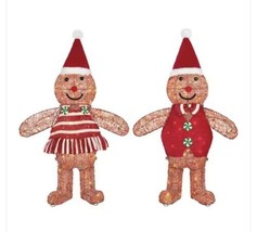 3 Ft. Warm White LED Gingerbread Girl and Boy Holiday Yard Decoration Ch... - £195.54 GBP