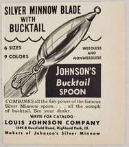 1961 Print Ad Johnson&#39;s Bucktail Spoon Fishing Lures Louis Highland Park,IL - £7.59 GBP