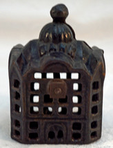 Antique Cast Iron Coin Bank Domed Top Building Pierced Design - £55.78 GBP
