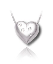 Sterling Silver Pet Heart Cremation Urn Pendant for Ashes w/Chain - £204.03 GBP