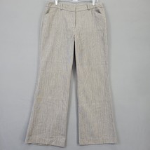 Worthington Women Pants Size 14 Gray Stretch Preppy Stripe Wide Leg Trousers Zip - £11.42 GBP