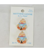 Humpty Dumpty La Mode Buttons Mother Goose 1&quot;  Set of 2 Buttons Hand Pai... - $275.37 MXN