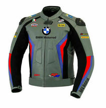 Bmw Motorrad Grey Cowhide Motorcycle Racing Leather Jacket With PROTECTION- New - £116.38 GBP