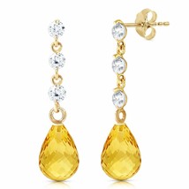 3.3 Carat 14K Solid Yellow Gold Diamond & Natural Citrine Class Elegant Earrings - $412.49