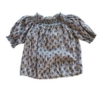 Loft Floral Smocked Off-Shoulder Top XXS Cotton/Viscose Blend Multicolor - $11.28