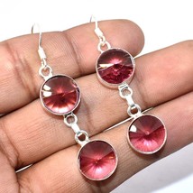Pink Rubellite Faceted Handmade Fashion Earrings Jewelry 2.50&quot; SA 1319 - £5.12 GBP