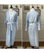 Chandio Robe Blue Gingham Seersucker Terrycloth Embroidered Trim OSFM - $483.01 MXN