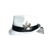 Men&#39;s White Black Fedora Hat by Bently Headwear Polyester Blend Size S/M - L/XL - £32.23 GBP