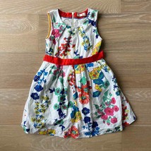 Mini Boden Floral Sleeveless Dress Linen Blend sz 4-5 - £31.00 GBP