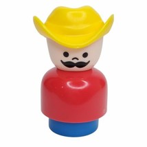 Fisher Price Chunky Little People Son Boy Farmer Yellow Hat Red Shirt Mustache - $8.99