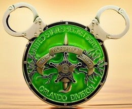 U.S. Secret Service WDW Orlando Field Office Green Disney Ears Challenge Coin - £13.33 GBP