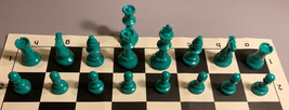 Basic Club 17 Piece Half Chess Set Teal 2 Queens 3.75 Inch King - $15.59