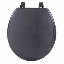 Black Soft Padded Toilet Seat Premium Cushioned Standard Round Cover Bat... - $76.82