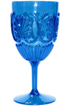 4 Royal Elegance Scroll Cobalt Blue Or Yellow Wine, Water, Juice Goblet (New) - £51.79 GBP