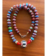 Multi color Chevrons and White Heart venetian Beads African COLLECTION N... - £40.34 GBP