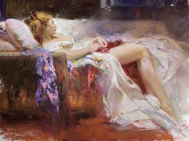 Pino Giclee Canvas S/# &quot;Sweet Repose&quot; Sexy woman asleep with coa - £995.86 GBP