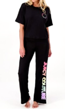 Juicy Couture Brushed Hacci Tee &amp; Flare Pant Set - Black, SMALL - £22.57 GBP