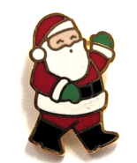 VTG Hallmark Santa Walking Red Suit Green Mittens Enamel Christmas Holid... - $239.62 MXN