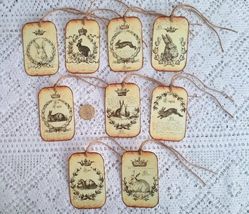 9 Pcs Vintage Shabby Bunny Hares Fussy Cut Gift Vintage Linen Hang Tags #MNSD - £11.78 GBP