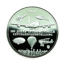 Germany Medal 2009 Silver 100 Years International Aviation Exhibition 32mm 02011 - £31.99 GBP