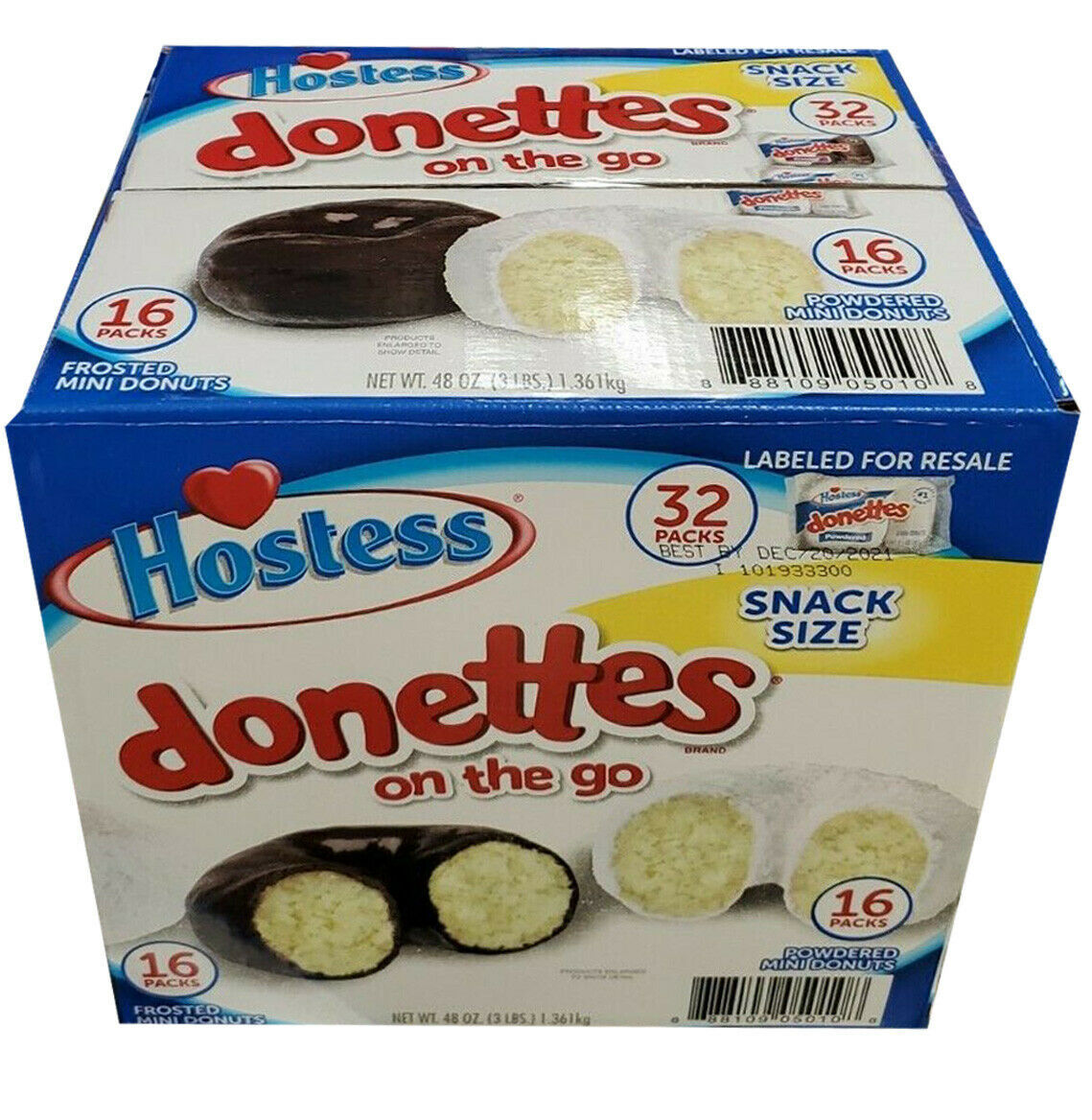  Hostess Mini Powered Donettes and Frosted Chocolate Mini Donettes 32 CT 48 oz - $24.31