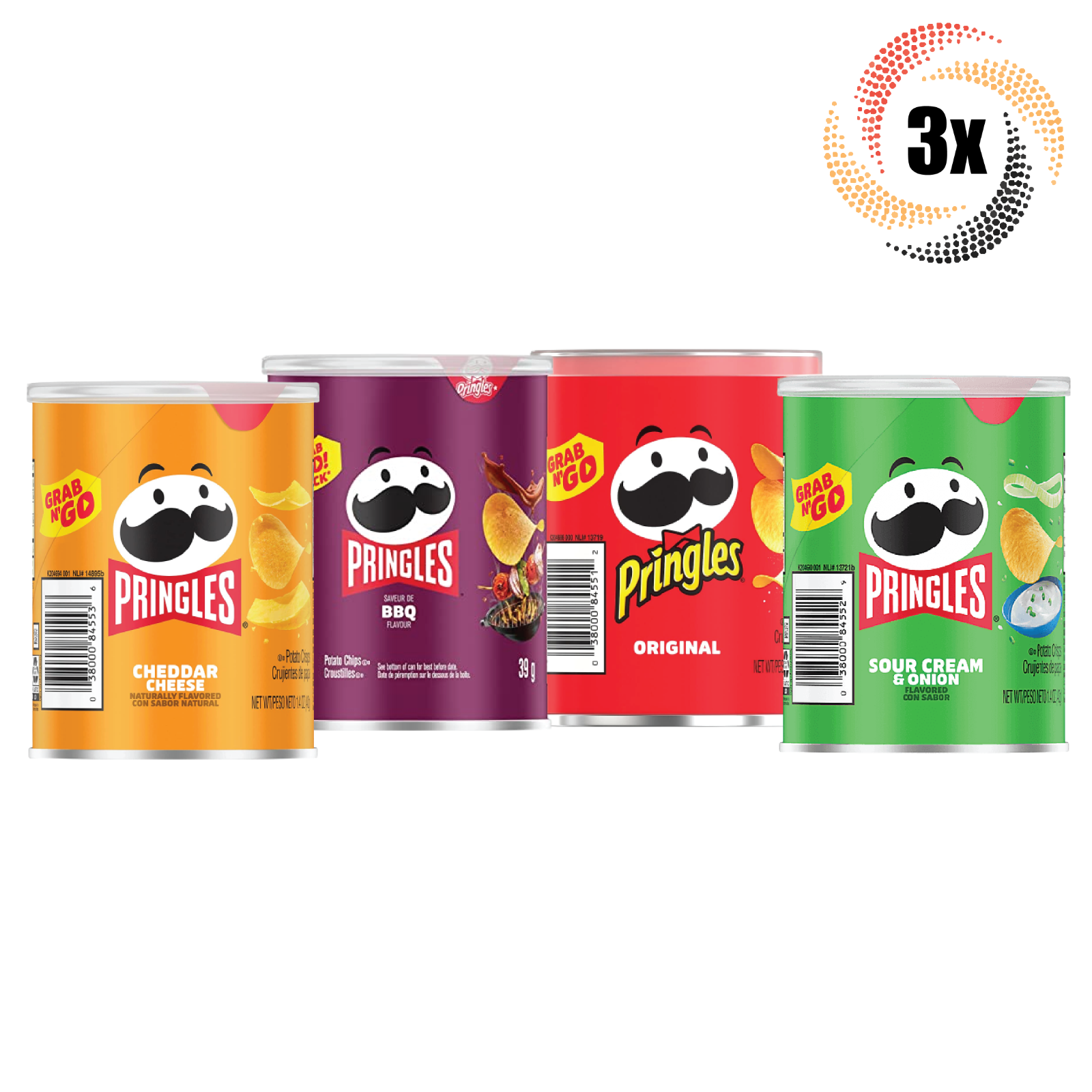 3x Cans Pringles Grab N&#39; Go Variety Potato Crisps Chips 1.4oz ( Mix &amp; Ma... - $11.67