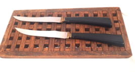 Set of 2 VTG E. Parker &amp; Sons Copper &amp; Black Steak Knife Knives Sheffield - £11.13 GBP