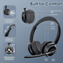 Bluetooth V5.2 Headset with AI Noise Cancellation &amp; Charging Base for PC/Office - £108.14 GBP